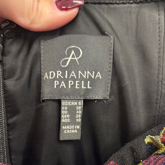 Adrianna Papell Metallic Floral Jacquard Fit & Flare‎ Dress Size 6 - Picture 3 of 7